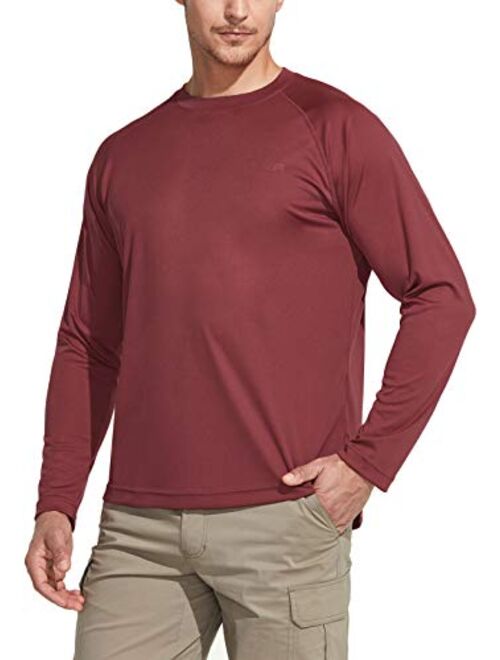 CQR Men's UPF 50+ Outdoor Long Sleeve Shirts, UV Sun Protection Loose-Fit Water T-Shirts, Running Workout Shirt