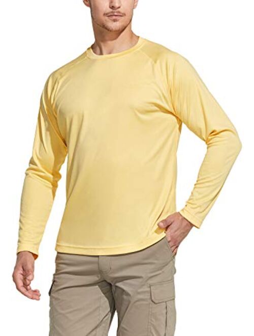 CQR Men's UPF 50+ Outdoor Long Sleeve Shirts, UV Sun Protection Loose-Fit Water T-Shirts, Running Workout Shirt