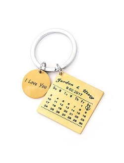 Personalised Custom Engraved Calendar Date Engraved Stainless Steel Keyring & Keychain Memorial Wedding Gift