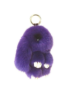 HXINFU Soft Cute Rabbit Fur Pom Pom Keychain Fluffy Real Rex Bunny Keychain Decoration