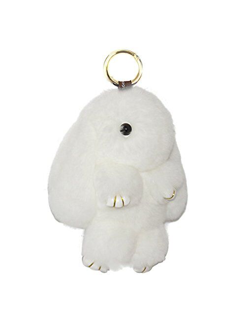 HXINFU Soft Cute Rabbit Fur Pom Pom Keychain Fluffy Real Rex Bunny Keychain Decoration