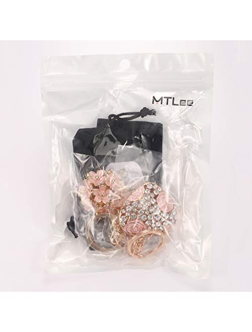 Mtlee Flowers Ball Keychain and Sweet Love Heart Rose Flower Crystal Keyring, 2 Pieces, Multicolor, Medium