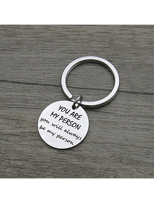 You are My Person You Will Always Be My Person Best Friends Gift Stainless Steel Pendant Keychain Key Ring