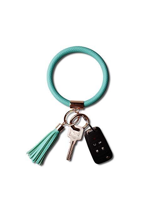 Lantintop Wristlet Keychain Bracelet Bangle Keyring Leather Round Tassel Keychain for Women Girl