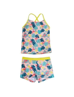 PHIBEE Girls' Tankini Summer Bathing Two-Piece Swimsuit