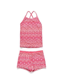 PHIBEE Girls' Tankini Summer Bathing Two-Piece Swimsuit