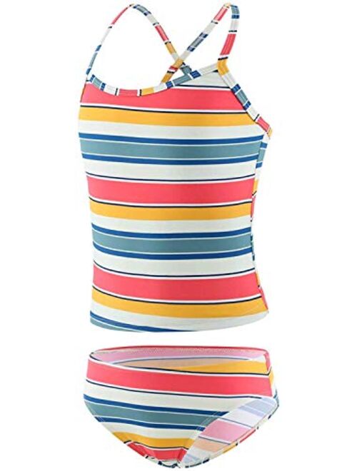 Buy Girls Two Piece Tankini Swimsuits Hawaiian Ruffle Bathing Suit Summer Beach Swimwear Set 
