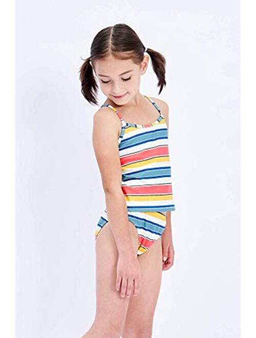 Girls Two Piece Tankini Swimsuits Hawaiian Ruffle Bathing Suit Summer Beach Swimwear Set