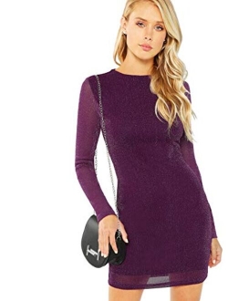 Women's Bodycon Sheer Mesh Glitter Mini Dress