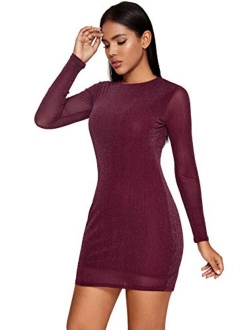 Women's Bodycon Sheer Mesh Glitter Mini Dress