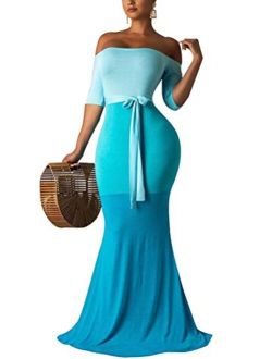 Women's Sexy Floral Print Sleeveless Boho Beach Long Maxi Party Bodycon Dresses