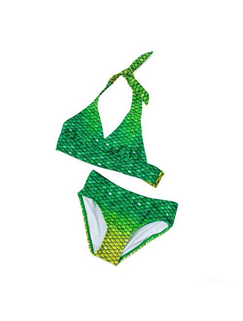 Sun Tails Mermaid Swimsuit - Girls Bikini Set - Matching Scale Colors