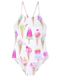 Cadocado Girls One Piece Swimsuit Ice Cream Bathing Suit Cross Back Swimwear Beach Clothes