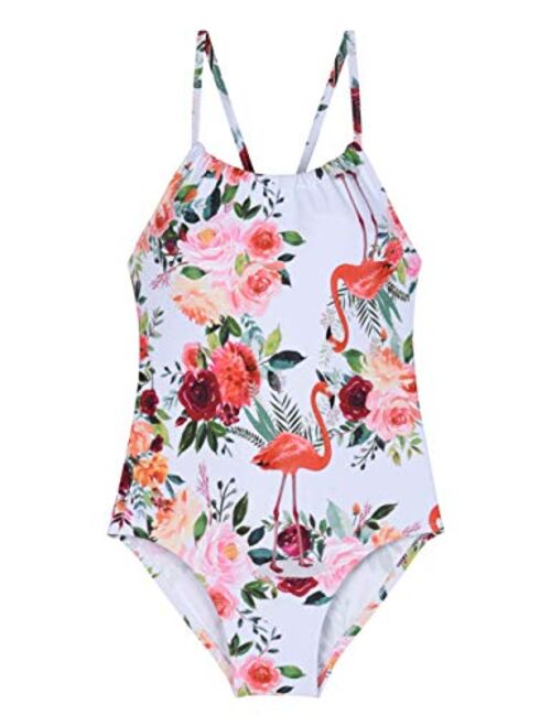 Cadocado Girls One Piece Swimsuit Ice Cream Bathing Suit Cross Back Swimwear Beach Clothes