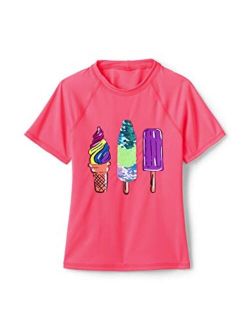 Girls Graphic Mock Neck UPF 50 Sun Protection Rash Guard