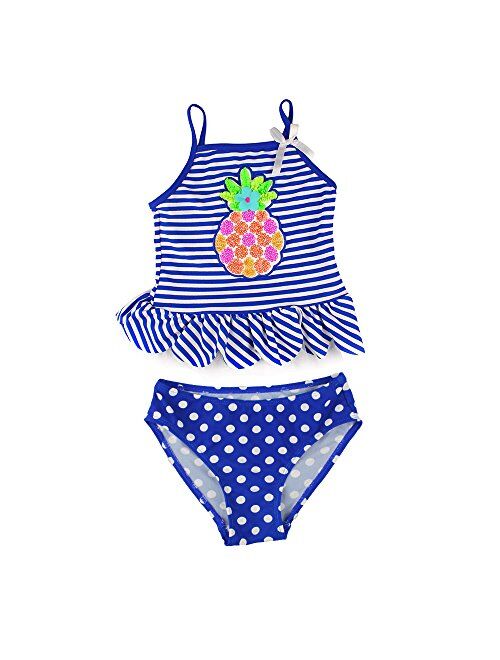 ESTAMICO Little Girls' Summer Two Piece Tankini Kids Swimsuit Bathing Suit Swimwear