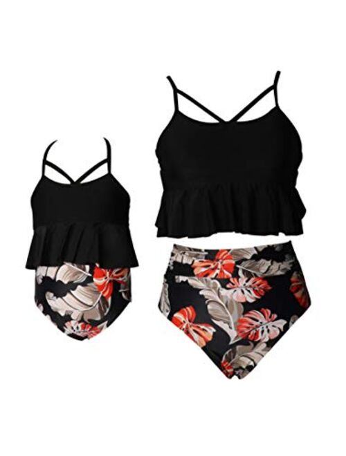 WIWIQS Summer Cute Baby Girls Bikini Set Family Matching Swimwear Mommy and Me SwimsuitPrime