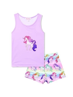 QPANCY Girls 2-Piece Tankini Swimsuits Unicorn Mermaid Bathing Suits Swimwear