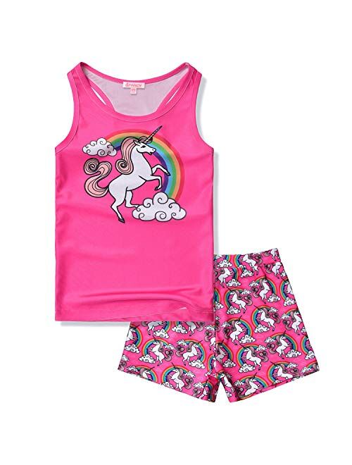 QPANCY Girls 2-Piece Tankini Swimsuits Unicorn Mermaid Bathing Suits Swimwear