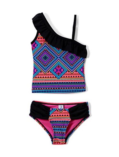 Buy Girls Two Piece Tankini Swimsuit Tropical Ruffle Swimwear Upf 50 Sun Protection Bathing 