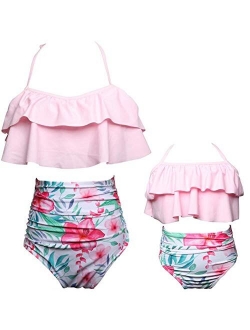 PURFEEL Mother and Daughter Swimwear Family Matching Swimsuit Girls Swimwear