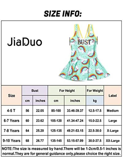 JiaDuo Girls One Piece Swimsuit Rainbow Unicorn Swimwear Kids Beach Bathing Suit