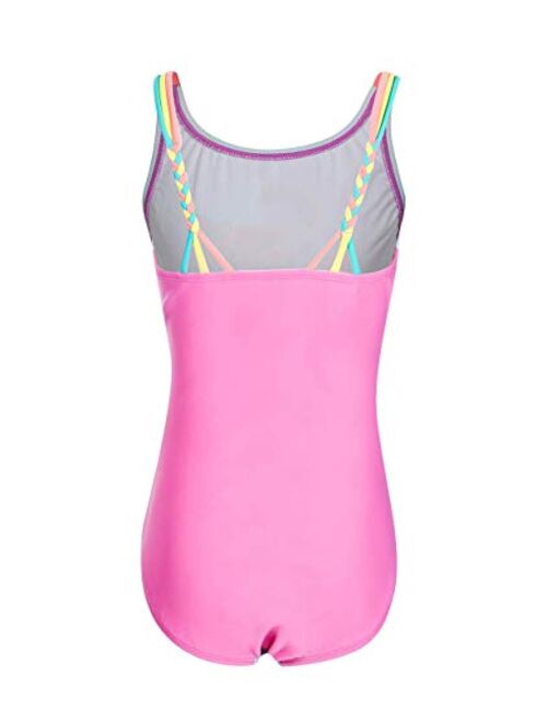Teen Girls Abstract Fluid Pattern Cut-out One Piece Swimsuit