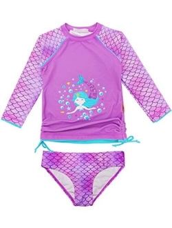 weVSwe Girls Rash Guard Swimsuit Rare Hem Cuffs Bathing Suit UPF 50+ Protection