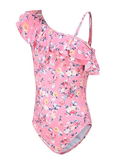 Moon Tree Girls One Piece Swimsuits Hawaiian Ruffle Swimwear Beach Bathing Suit 2-14 Years