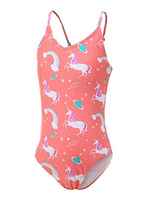 Moon Tree Girls One Piece Swimsuits Hawaiian Ruffle Swimwear Beach Bathing Suit 2-14 Years