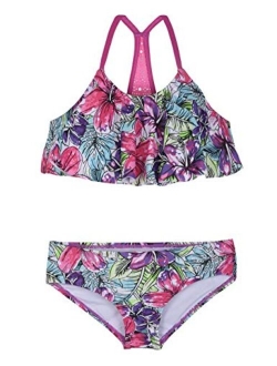 Girl's Two Piece Swimsuit Floral Bikini Set Flounce Bathing Suit