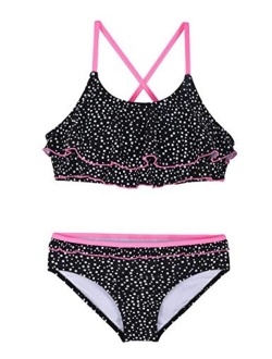 Girl's Two Piece Swimsuit Floral Bikini Set Flounce Bathing Suit