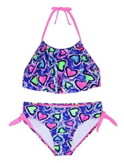 Girl's Two Piece Swimsuit Floral Bikini Set Flounce Bathing Suit