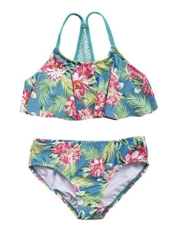 Girl's Two Piece Swimsuit Floral Bikini Set Flounce Bathing Suit