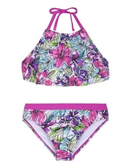 Girl's Two Piece Swimsuit Floral Bikini Set Flounce Bathing Suit