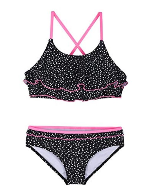 Firpearl Girl's Two Piece Swimsuit Floral Bikini Set Flounce Bathing Suit