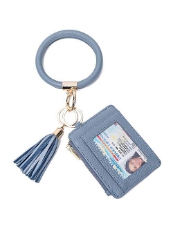 Beurlike Keychain Wallet Bracelet with Credit Card Holder for Women Wristlet Tassel Key Ring ID Wallet for Lady Girls