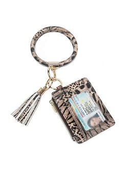 Beurlike Keychain Wallet Bracelet with Credit Card Holder for Women Wristlet Tassel Key Ring ID Wallet for Lady Girls