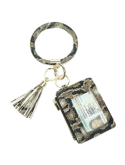 Beurlike Keychain Wallet Bracelet with Credit Card Holder for Women Wristlet Tassel Key Ring ID Wallet for Lady Girls