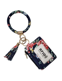 Beurlike Keychain Wallet Bracelet with Credit Card Holder for Women Wristlet Tassel Key Ring ID Wallet for Lady Girls