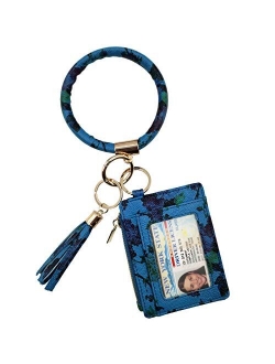 Beurlike Keychain Wallet Bracelet with Credit Card Holder for Women Wristlet Tassel Key Ring ID Wallet for Lady Girls