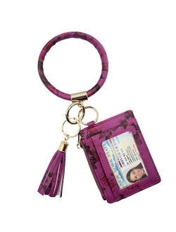 Beurlike Keychain Wallet Bracelet with Credit Card Holder for Women Wristlet Tassel Key Ring ID Wallet for Lady Girls