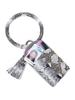 Beurlike Keychain Wallet Bracelet with Credit Card Holder for Women Wristlet Tassel Key Ring ID Wallet for Lady Girls