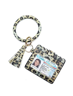Beurlike Keychain Wallet Bracelet with Credit Card Holder for Women Wristlet Tassel Key Ring ID Wallet for Lady Girls