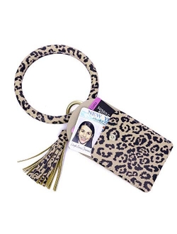 Beurlike Keychain Wallet Bracelet with Credit Card Holder for Women Wristlet Tassel Key Ring ID Wallet for Lady Girls