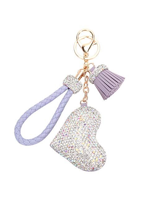 Fawziya Keychain Heart Rhinestone Keychains With Tassel