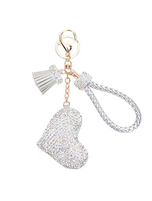 Fawziya Keychain Heart Rhinestone Keychains With Tassel