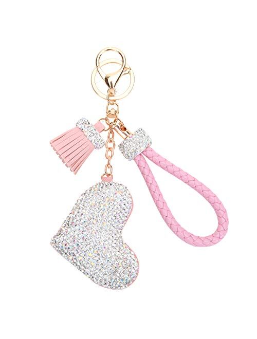 Fawziya Keychain Heart Rhinestone Keychains With Tassel