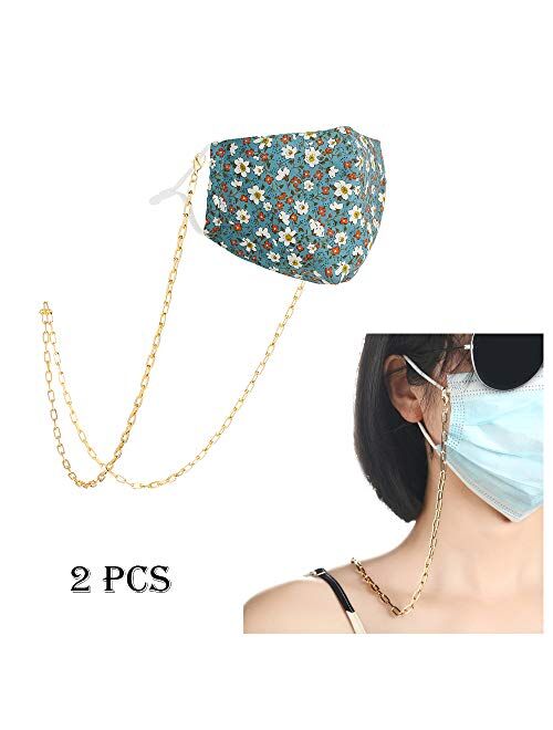 2 Pcs Face Mask Holder Chain Necklace Weight Light Face Mask Chain | Mask Strap | Mask Holder | Mask Lanyard | Mask Retainer | Necklace For Mask | Gold Clip Link Mask Cha