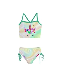 PattyCandy Little/Toddler Girls Girly Swimwear Unicorn Princess Rainbows Kids Tankini Swimsuit Bikini Set